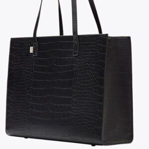 BEIS Black Croc-Embossed Tote Bag